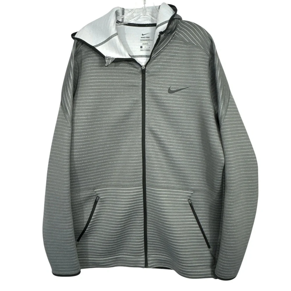 Nike Pro Full-Zip Training Hoodie Gray CZ2200-011 Size XL Tall